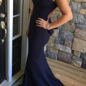 Jovani Prom Dress Navy Jersey Size 6